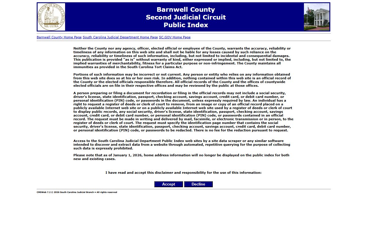 Barnwell County Public Index court records after jail arrest portal
